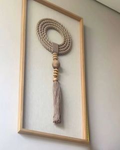 Décoration murale moderne en perles de bois faites à la main, style macramé, perles de bois naturelles, amovible, écologique, pour salon, Diwali - Product Image 6