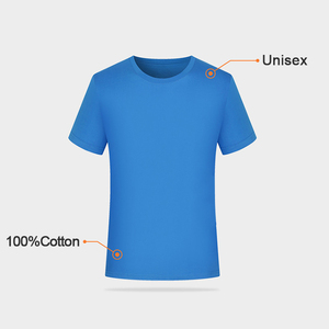 T-shirt unisexe bleu 100 % coton à manches courtes et col rond, coupe classique, décontracté, couleur unie, tricot jersey, teint uni - Product Image 4