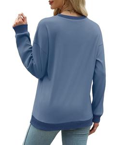 Sudadera de Algodón para Mujer, Diseño Nuevo, Lujosa, Manga Larga, Cuello Redondo, Hombros Caídos, Color Sólido, Cómoda, Informal, de Bangladesh - Product Image 4