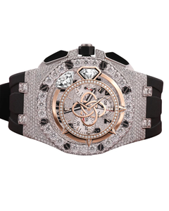 Montre Chronographe Analogique à Quartz pour Homme en Acier Inoxydable de Luxe Premium, Sertie de Moissanite et de Diamants, 20mm, Style Antique Hip Hop - Product Image 1