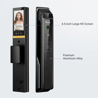 Serrure de porte intelligente WiFi Tuya avec écran 4,5 pouces, reconnaissance faciale 3D, entièrement automatique, caméra, interphone, surveillance cloud, en aluminium