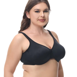 Full Cup Underwire Breathable Solid Knitted Ultra Thin Everyday Womens Plus Size H Cup Adjusted-straps Bra - Product Image 5
