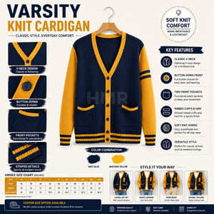 HMR Sisterhood Sorority Acrylic Knitted <b>Cardigan</b> <b>Navy</b> <b>Blue</b> Contrast Color Preppy Style Solid Button Front Open Sweater - Product Image 6