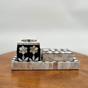Wholesale Floral MOP Inlay Wood Incense Burner Set Bulk Luxury Mother of Pearl Bakhoor Censer with <b>Matching</b> Tray and Storage <b>Box</b> - Product Image 5