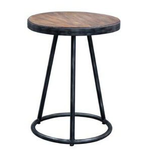 Spring Design <b>Round</b> Coffee <b>Table</b> For Living Room Decor Vintage Wood Top Black Metal Frame Furniture <b>Side</b> <b>Tables</b> - Product Image 5
