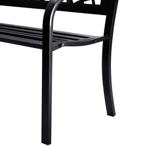 Panca da Giardino da Esterno da 46 Pollici con Schienale in Acciaio e Legno, Capacità di Carico 480 Libbre per Parchi e Aree Esterne - Product Image 6
