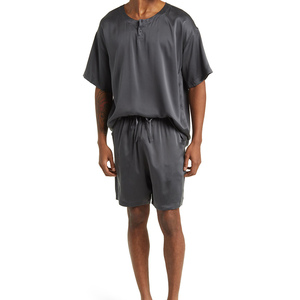 Pyjama en soie de mûrier douce pour hommes, ensemble deux pièces, vêtements de nuit à manches longues, ensemble de nuit de luxe pour hommes, pour le printemps et l'automne - Product Image 1