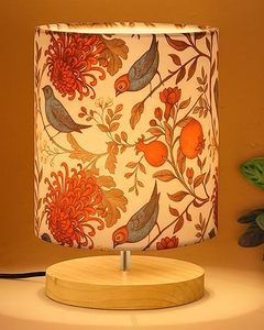 Decorative Table Lamp Fabric <b>Drum</b> <b>Shade</b> Wood Base Modern Bedside Pendant <b>Light</b> for Bedroom Home Decor - Product Image 3