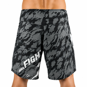 Shorts MMA pour hommes, imprimé camouflage noir, coupe classique, évacuation de l'humidité, séchage rapide, respirant, écologique, qualité supérieure, coutures invisibles - Product Image 3