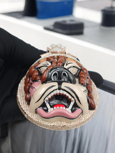 Collier de déclaration Hip Hop de luxe plaqué or rose et argent, avec pendentif visage de Jésus entièrement serti de moissanite - Product Image 2