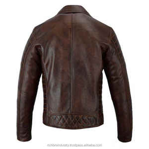 เสื้อแจ็กเก็ตหนังแท้มีซิปปิดกันลมสำหรับผู้ชายปรับแต่งได้ดีไซน์แฟชั่นล่าสุดพร้อมโลโก้ด้านหน้า - Product Image 2