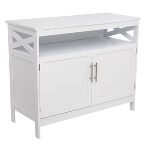 FCH White Double Door <b>Side</b> Cabinet for Living Room with Partition - Product Image 4