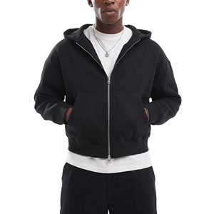 Sweat à capuche zippé oversize en molleton de coton de haute qualité pour homme, style streetwear, personnalisable, uni, double face, pour fabricants - Product Image 1
