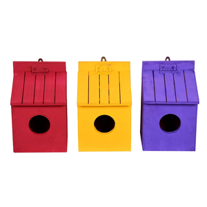 Handcrafted <b>Wooden</b> Birdhouse Decorative Bird <b>House</b> with Round Entrance Hole and Sloped Roof for Garden Backyard - Product Image 6