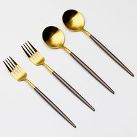 Ensemble de couverts de luxe en or pour la restauration haut de gamme, mariage, banquet, fournitures de restaurant, vente en gros, offre d'exportation