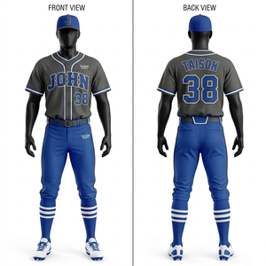 Uniforme d'équipe de baseball pour hommes, pantalon en jersey gris et noir à rayures fines, en polyester GSM Performance Mesh, avec logo brodé personnalisé en twill. - Product Image 2