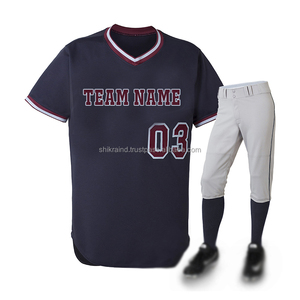 Maillots de baseball personnalisés en polyester/coton respirant, col mandarin, double sangle, grande taille, vente en gros - Product Image 2