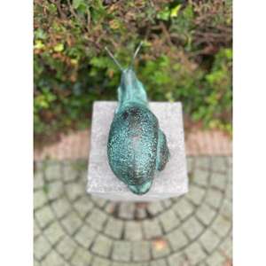 Ornement décoratif en fonte pour jardin, escargot, finition patine verte antique, artisanat métallique - Product Image 4