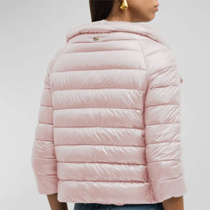 Veste matelassée rose à col roulé avec fermeture éclair, rembourrée de duvet, coupe-vent, manteau d'hiver unisexe, style décontracté - Product Image 4