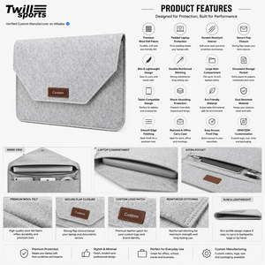 OEM Supplier Protective Wool Felt Laptop Carry Pouch Case Business <b>Computer</b> Sleeve with Custom Packaging Manufacturing Service - Product Image 4
