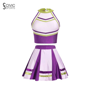 ชุดเต้นรำปักเลื่อมยืดหยุ่นสูงสำหรับผู้หญิงชุดเชียร์ลีดเดอร์สำหรับเด็กผู้หญิงเครื่องแบบเชียร์ลีดเดอร์ผ้าโรมัน - Product Image 3