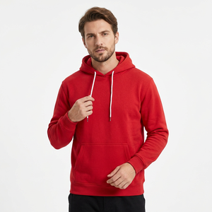 Sweat-shirt à capuche rouge pour homme avec imprimé manuel au dos, en coton molletonné, style décontracté, pour l'automne, fabrication au Bangladesh - Product Image 4