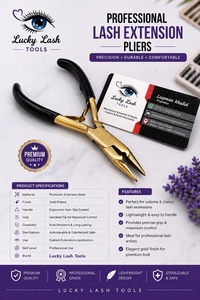 Herramientas para Extensiones de Cabello Lucky Lash, Alicates Comerciales de Acero Inoxidable con Acabado Dorado y Mango Negro, Herramienta para Instalar Anillos Micro - Product Image 2