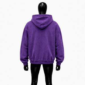 Sudadera con Capucha Morada con Estampado Gráfico de Personajes Divertidos, Estilo Vintage Lavado, Streetwear, Oversize, Casual, Unisex - Product Image 2