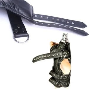 Leather Suspension Wrist Cuffs with Reinforced Stitching and Metal <b>Rings</b> - Product Image 6