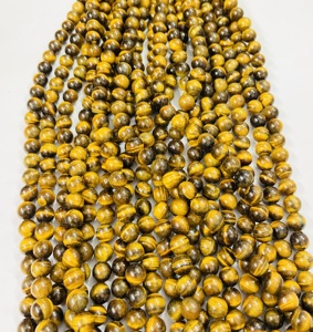 Cuentas Redondas de Ojo de Tigre de Rare Gems Factory, 15.5 Pulgadas, Certificadas por Terceros de Rajasthan, para la Fabricación de Joyas - Product Image 3