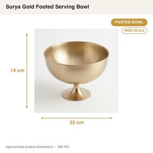 Bol de service sur pied en acier inoxydable SS304 de 22 cm, fait main, de haute qualité, finition PVD Or Champagne, avec piédestal Surya Gold, pour la décoration intérieure et les hôtels - Product Image 4