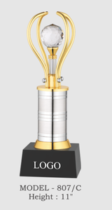 Trofeo de Metal Modelo 807 B C, Premio Deportivo, Base de Vidrio Grabada con UV, Acabado Pulido de Cobre Ecológico y Duradero, 11, 12.5, 14 Pulgadas - Product Image 4