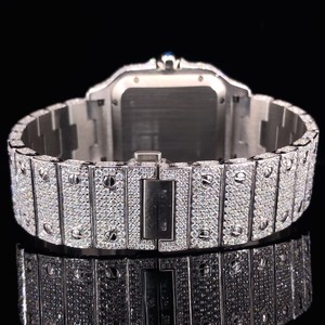 Reloj de Lujo Deportivo y Sencillo con Incrustaciones de Diamantes, Cuadrado, de Acero Inoxidable, Cuarzo, con Números Romanos, Pantalla Analógica, Botón de Presión Oculto - Product Image 2