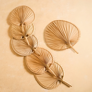 พัดติดผนังใบปาล์มทำมือ งานศิลปะตกแต่งผนังสไตล์ทรอปิคอลที่ยั่งยืน และสไตล์โบฮีเมียนธรรมชาติสำหรับตกแต่งบ้านและงานอีเว้นท์ - Product Image 3