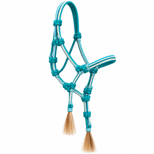Harnais en corde tressée avec design noué et pompons en crin de cheval |   Équipement équestre occidental durable pour l'entraînement et l'utilisation à la ferme - Product Image 1