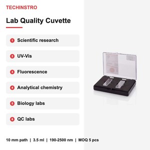 Cuvette en quartz rectangulaire de qualité laboratoire TECHINSTRO, chemin de lumière de 10 mm, 3,5 ml, 2 ou 4 côtés transparents pour travaux scientifiques de précision - Product Image 4