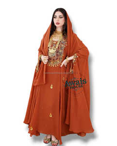 Wholesale Luxury 2-Piece Set Muslim Women Modest Simple Solid Chiffon Beaded Robe Floor-Length A-Line Built-in Bra Party Wedding - Product Image 2
