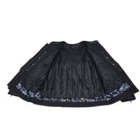 Veste en cuir bomber pour homme en véritable peau d'agneau, col montant, logo sur le devant, boutons recouverts, streetwear, hiver, noir, décontracté