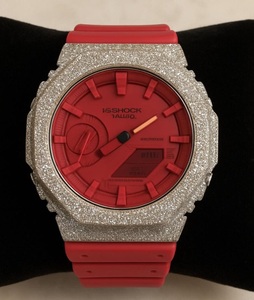<b>Red</b> Dial Iced Out ETA Mechanical Movement Stainless Steel Luxury Hip Hop Jewellery Moissanite Bust Diamond Style Unisex Watch - Product Image 1