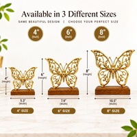 Objet décoratif papillon plaqué or sur base en bois, décoration traditionnelle pour la maison, ornement de table pour hôtel et restaurant