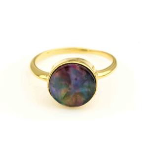 RJR0052 12mm Women's Engagement <b>Ring</b> Eternity Vermeil Abalone Shell Genuine 925 Sterling Silver Jewelry Bezel Setting - Product Image 2