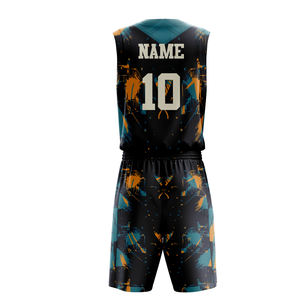 Maillot de basket-ball personnalisé, bon marché, de bonne qualité, en tissu mesh, réversible, en gros, pour adultes, avec application du nom de l'équipe - Product Image 2