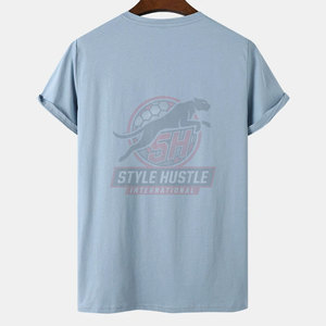 Camiseta de hombre al por mayor con logo personalizado impreso, 100% algodón, cuello redondo, corte holgado, servicio OEM personalizado, camiseta de color sólido para hombre - Product Image 2