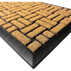 Tapis de bienvenue en fibre de coco jaune 36x17 pouces, antidérapant, intérieur/extérieur, profil bas, pour entrée principale, anti-salissures - Product Image 5