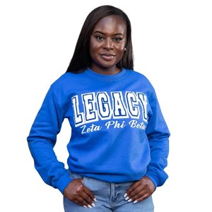 Sudadera Unisex de Felpa Premium con Parches Bordados de Chenilla Azul Rey Zeta Phi Beta y Letras Griegas - Product Image 1