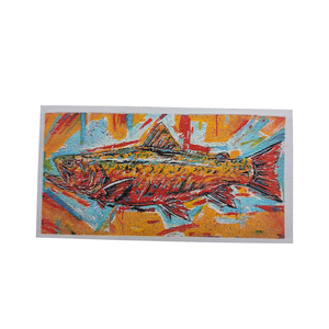 Patch brodé thermocollant motif truite de la rivière coloré pour gilets de pêche, sacs à dos et chapeaux d'extérieur - Product Image 1