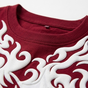 Men's Oversized Puff Print Men's Crop Oversized <b>Flame</b> T-<b>Shirt</b> 100% Cotton Knitted Streetwear 240g Front Logo Breathable T-<b>Shirt</b> - Product Image 4