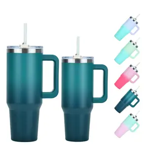 Wholesale New Fashion 30oz 40oz Travel Mug Tumbler Cup with Straw and Handle Stainless Steel water bottle