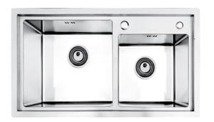 Évier de cuisine en acier inoxydable 304 à double bac, à montage en surface, qualité commerciale robuste, avec coussin insonorisant inclus - Product Image 3