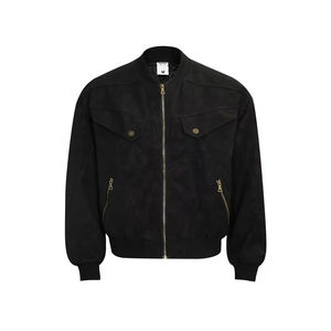 Blouson bomber en toile pour homme, fermeture éclair, col montant, couleur unie, coupe classique, en coton, idéal pour l'automne - Product Image 3